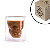 The Empire Products® Handmade Premium Tasse à café en verre avec tête de mort à double paroi 250 ml