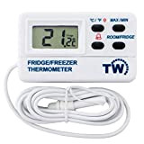 Thermomètre digital de réfrigérateur ou de congélateur - Avec alarme - Fonction max min - Câble de 1,2 m