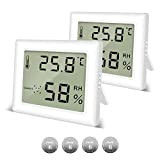 Thermomètre Maison Dinjunxi 2 Pièces Thermometre Hygrometre Interieur Numérique Grand Termometro Ambientale d'intérieur LCD, Thermomètre Hygromètre pour Chambre à Coucher ...