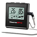 ThermoPro TP16B Thermometre Cuisine pour Viande Numérique avec Large Écran LCD pour Fumoir Four Cuisine Friandises Barbecue Grill Thermomètre avec ...