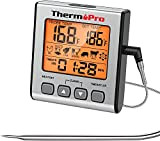 ThermoPro TP16S Thermomètre à Viande numérique précis pour fumoir, Cuisson, Barbecue, avec Mode minuterie et rétroéclairage