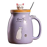 Tiamu Chat Tasses à Café de Céramique pour Maman, Mug Personnalisé avec Kitty Cuillère Et Couvercle, Morning Cup Tasses à ...