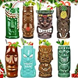 Tiki Mugs Lot de 8 tasses en céramique hawaïenne pour cocktails, boissons tropicales de qualité supérieure pour fête exotique (8)