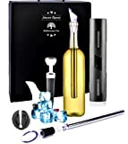 Tire-bouchon électrique + Refroidisseur de bouteille de vin en acier inoxydable + Kit de vin original et accessoires + Aérateur ...