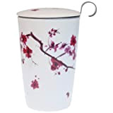 Tisanière Cherry Kyoto porcelaine double paroi 25cl avec filtre Tisanière en porcelaine