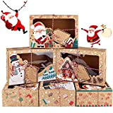 TLOXO Lot de 12 boîtes à biscuits de Noël avec fenêtre transparente en papier pour boîtes à biscuits boîtes à ...