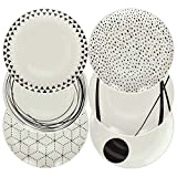 Tognana Graphic Service de table en porcelaine 18 pièces Blanc