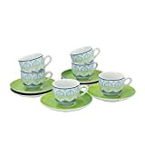 Tognana OM085015456 Lot de 6 tasses à café Olimpia Ginger, Porcelaine, Vert, 12 unités