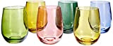 Tognana Tulip Lot de 6 verres multicolores Cc 400, verre, 34,1 x 28,3 x 18,9 cm