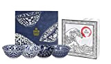 TOKYO design studio Bol mixé en porcelaine asiatique, bleu, blanc, Ø 14,8 cm, env. 500 ml, avec emballage cadeau et ...