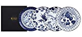 TOKYO design studio Flora Japonica 4 Assiettes Bleu-Blanc, Ø 25,7 cm, Hauteur env. 3 cm, Porcelaine Japonaise, décor Floral Japonais, ...