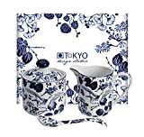 TOKYO design studio Flora Japonica Milk Jug & Sugar Bowl Set, 3 pcs, INCL. cuillère Pratique, Porcelaine Asiatique, Design Japonais, ...