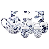 TOKYO design studio Flora Japonica Set à thé Bleu-Blanc, 5 pièces, 1x théière 1,25 l et 4X Tasses à thé ...