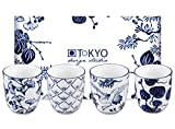 TOKYO design studio Flora Japonica Set de 4 Tasses Bleu-Blanc, sans poignée, Ø 6,7 cm, Hauteur 7,7 cm, 170 ML, ...