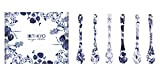 TOKYO design studio Flora Japonica Set de 6 cuillères Bleu-Blanc, 13 cm de Long, Porcelaine d'Asie, décor Floral Japonais, boîte ...