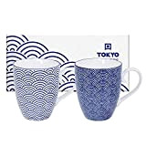 TOKYO design studio Nippon Blue 17988 1/12 Lot de 2 tasses 8,5 x 10,2 cm 380 ml Wave & Dots