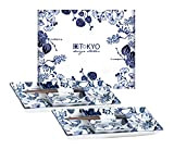 TOKYO design studio Set à Sushi Flora Japonica Bleu-Blanc, 6 pièces, 2X Assiettes à Sushi, 2X Bols à Sauce, 2X ...