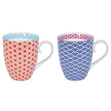 TOKYO Design Studio Star and Wave Lot de 2 mugs en porcelaine de qualité supérieure avec boîte cadeau décorative Passe ...