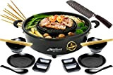TomYang Hot Pot Premium - y compris l’ensemble d'accessoires Premium pour 2 personnes et Couteau Santoku. Le revêtement suisse et ...
