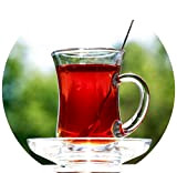 Topkapi - 18 pièces de thé Turc Keyif-Sultan, 6 Verres à thé, 6 soucoupes, 6 cuillères à café, Ensemble Complet