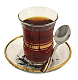 Topkapi Leyla-Sultan Lot de 18 Verres à thé en Verre Transparent avec décor doré