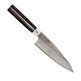 Totiko Couteau de cuisine professionnel japonais, couteau professionnel en acier, lame de 16,5 cm, Deba, manche en bois traité, couteau ...