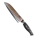 Totiko Japan Knives - Couteau de cuisine japonais professionnel Santoku Damascato Yoshinaka 19 cm