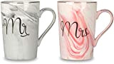 Tougo 2 Pcs Tasses Café En Céramique, Cadeaux de Noël, Mariage, Fiançailles,Couple ou Anniversaire (Romantic Style)