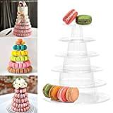 Tour à macarons ronde à 6 étages en plastique PVC transparent pour gâteaux et cupcakes - Pour fête prénatale, fête ...