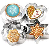 TRIXES 12 Coupe-biscuits de Noël en Acier Inoxydable - Ensemble de Coupe-Biscuits en forme d'étoile, de Cercle, de Cœur et ...