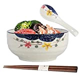 TuYines Bol ramen,Bol japonais en céramique,Ramen Bowl avec cuillère,Bol à ramen,bols à soupe porcelaine,saladiers