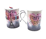 Udc - Fox Trot - Lot de 2 Mugs en céramique "Paris Hippie" 10x7 cm