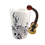 ufengke Conception de Notes Musicales Mug Tasse À Thé Céramique, Poignée Créative de Guitare Personnalisation Café Tasse Mug de Lait, ...