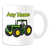 UniGift Mug à personnaliser avec votre nom Motif tracteur Vert