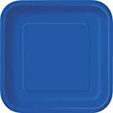 Unique Party- Assiettes en Carton Carrées Écologiques-18 cm-Couleur Bleu Roi-Paquet de 16, 31495EU, Royal Blue