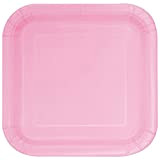 Unique Party- Assiettes en Carton Carrées Écologiques-18 cm-Couleur Rose Pastel-Paquet de 16, 30880EU, Light Pink