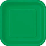 Unique Party- Assiettes en Carton Carrées Écologiques-18 cm-Couleur Vert Émeraude-Paquet de 16, 31860EU, Emerald Green