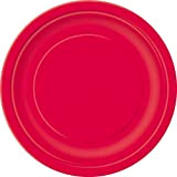 Unique Party- Assiettes en Carton Écologiques-18 cm-Couleur Rouge-Paquet de 8, 3124EU, Red