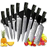 UniqueFire Set de Couteaux de Cuisine, Couteau de Chef, Couteau Japonais en Acier Inoxydable 5Cr15Mov Carbone, Lame de Couteau Extra ...
