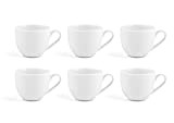 UNISHOP Lot de 6 tasses à café de 9 cl - Tasses blanches en céramique - Passe au lave-vaisselle et ...