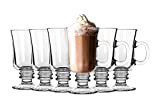 UNISHOP Lot de 6 Tasses à Café Irlandais, Café Espresso et Infusions, Tasses en verre 24 cl Passe au lave-vaisselle