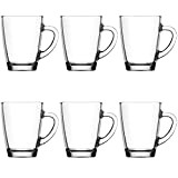 UNISHOP Lot de 6 tasses transparentes de 30 cl pour déjeuner, mug en verre pour café et thé Convient pour ...