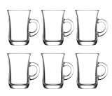 UNISHOP Lot de 6 tasses transparentes en verre de 95 ml de capacité pour café expresso et découpé, adaptées au ...
