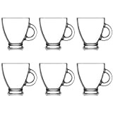 UNISHOP Set 6 Tazas Transparentes de Cristal, 9.5cl de Capacidad, para Café Espresso y Cortado, Aptas para Lavavajillas