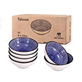 Urban Lifestyle Lot de 6 bols à sauce ronds en porcelaine de 8 cm avec motif tokusa japonais Bleu/blanc