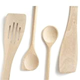 Ustensiles de cuisine en bois, Set de 4, ensemble complet, spatules en hêtre, Made in EU, 1 grande cuillère à ...