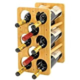Utoplike Casier à vin en Bambou pour 8 Bouteilles, Robuste et Durable, sans Bouteilles, Armoire de Rangement pour Verres à ...