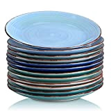 vancasso, Série Bonita, Assiette Plate à Dîner, 12 Pièces, Grande Assiette en Céramique, 26.7cm, Style Minimaliste Multicoloré-Bleu Dégradé