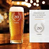 Verre à bière premium personnalisé avec prénom - 20 ans | Avec gravure | Idée cadeau pour hommes