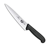 Victorinox Fibrox Couteau de Cuisine, Couteau à Découper avec Tranchant Denté - Longueur : Couteau 19 cm, Nylon, Noir